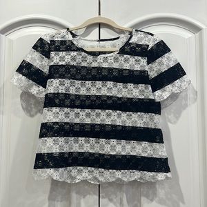 BCBGeneration Blue/White Lace blouse size- S